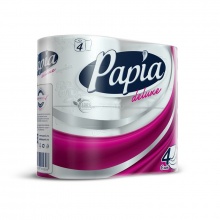 Туалетная бумага PAPIA Deluxe белая 4 слоя, 4шт.