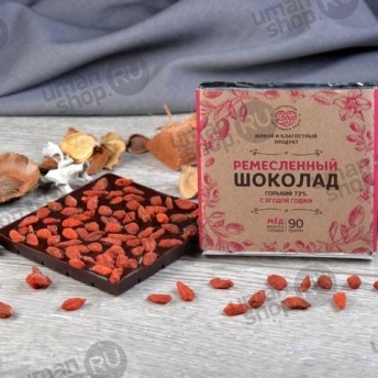Шоколад горький, 72% какао, на меду, с ягодой годжи фото 1006